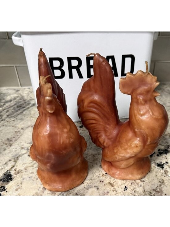 Candelier Other - 2 VTG Candelier Handcrafted Figural Wax Rooster Candle Rustic Farmhouse Cottage